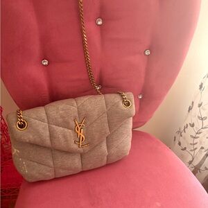 Yves Saint Laurent Gray Quilted Shoulder Bag